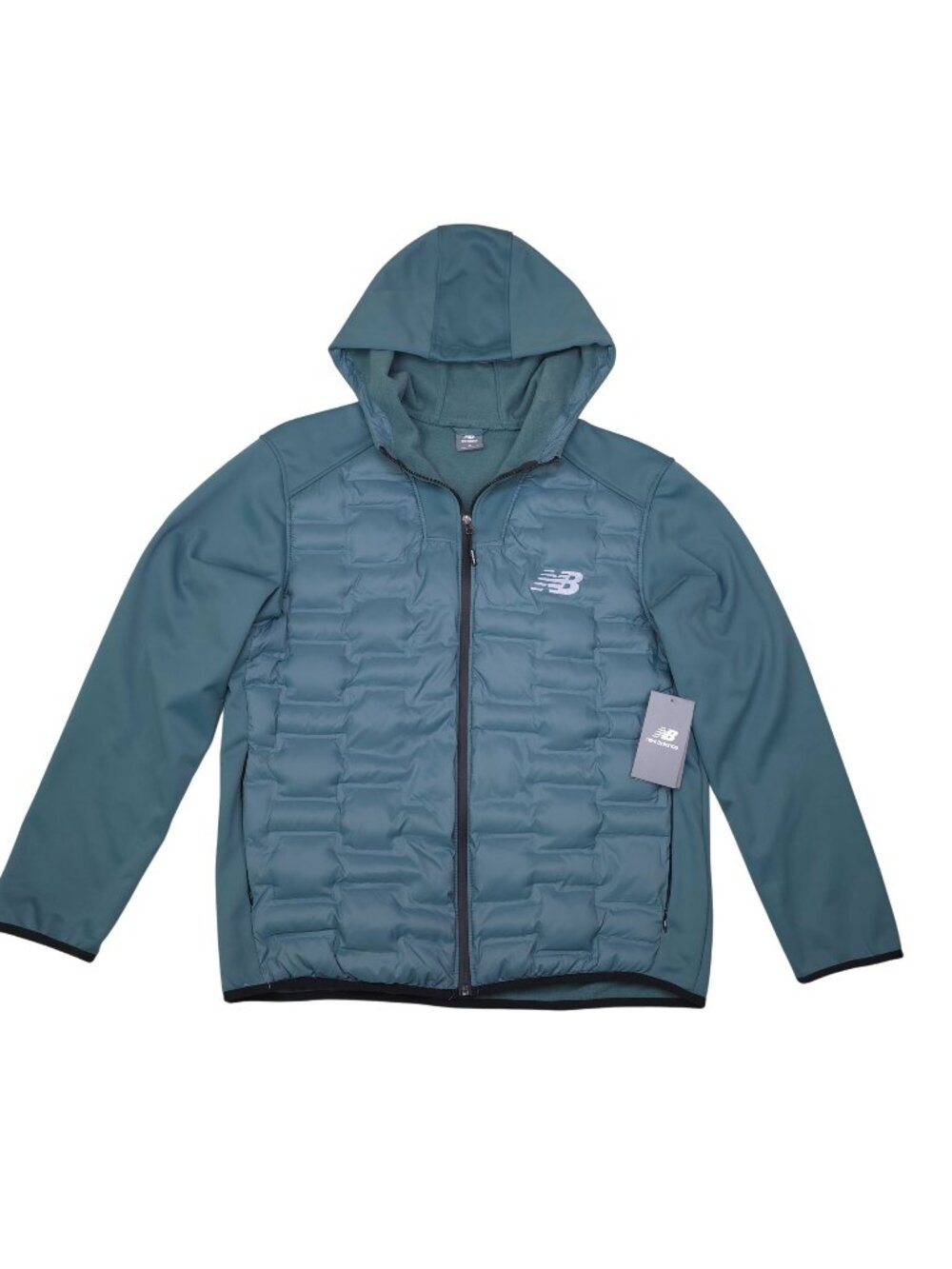 New Balance Mens Medium Hooded Windbreaker Jacket Water Resistant Teal